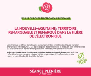 Infographie : La Nouvelle-Aquitaine : territoire remarquable et remarqué dans la filière électronique ! 
L'électronique se diffuse dans tous les secteurs d'activités : mobilités électriques, transition énergétique, cybersécurité ... 
La Région dispose de compétences et de savoir-faire remarquables qui la rendent visible auprès de ses partenaires nationaux, européens et mondiaux.
Aujourd'hui nous instaurais la toute première feuille de route régionale pour renforcer cette filière dynamique qui représente 20.000 emplois dans 300 entreprises réparties dans toute la région, et représente plus d'1 milliard d'euros de chiffres d'affaire 